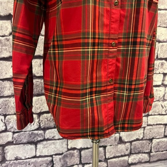 Lauren Ralph Lauren Red & Green Plaid Long Sleeve Top Size PM - Picture 3 of 11